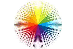 Colour wheel made up of coloured dots