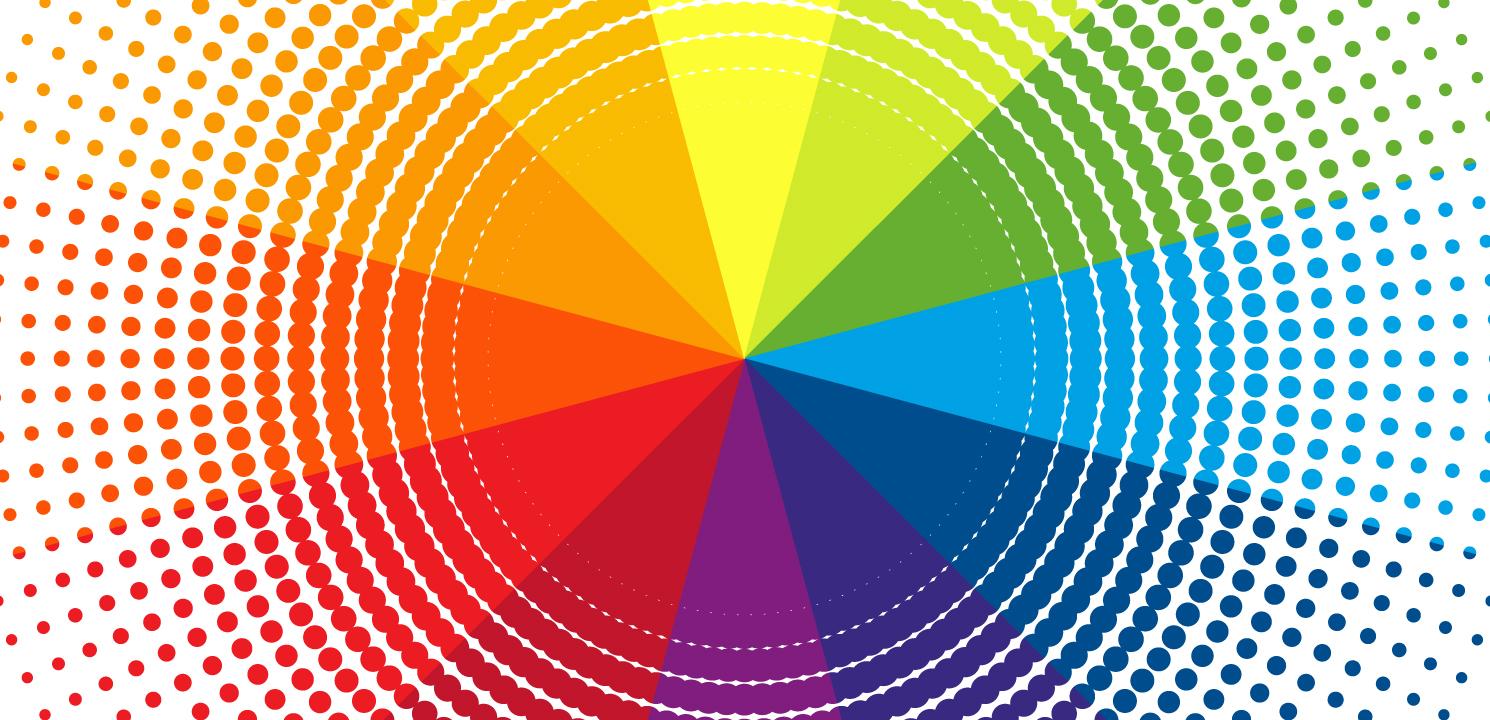 Colour wheel made up of coloured dots