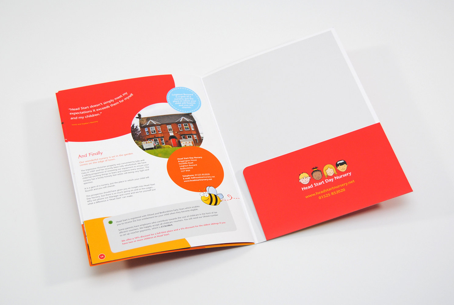 Brochure Design for Head Start Nursery showing folder pocket