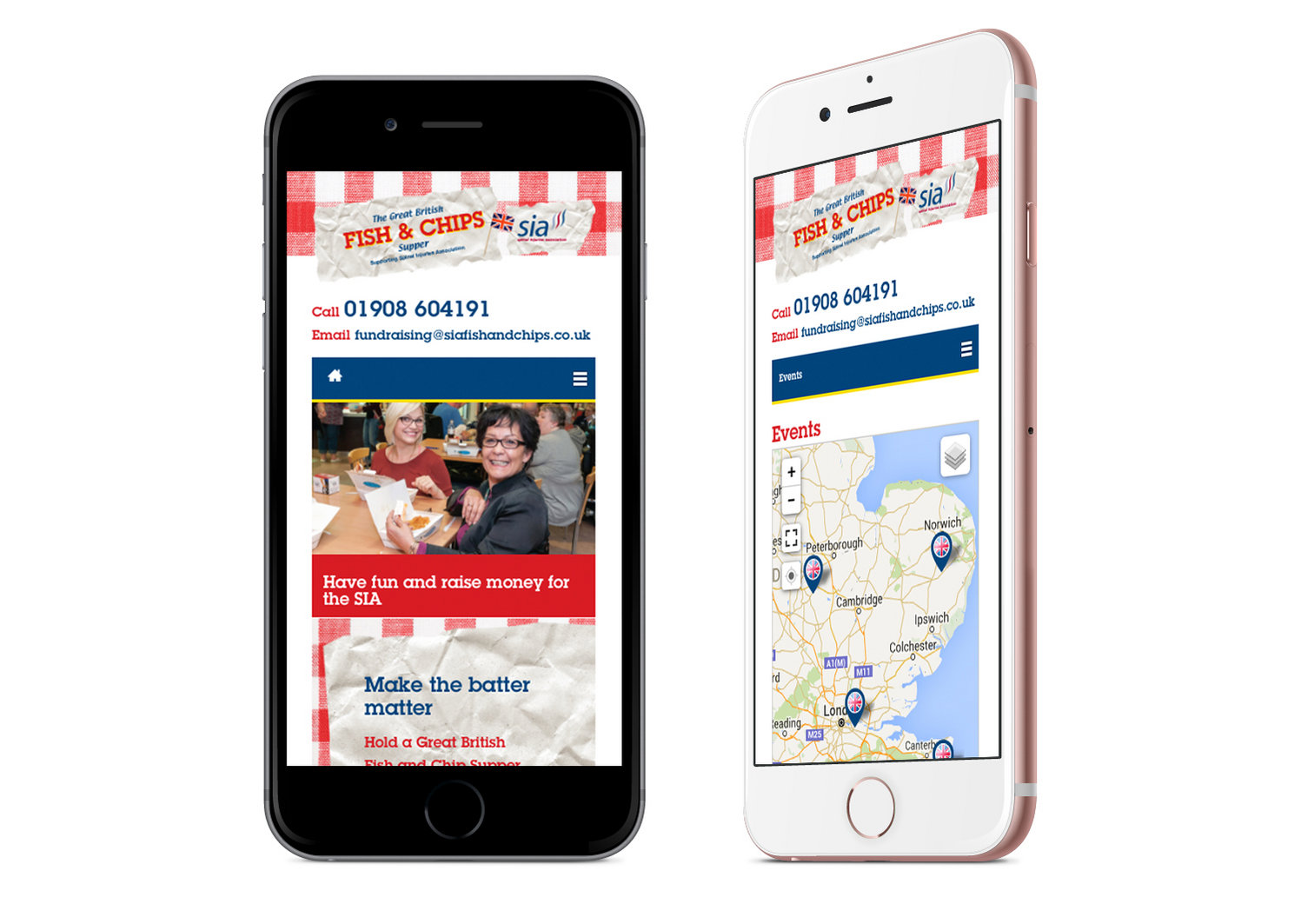 Responsive Website Design for SIA shown on iPhones