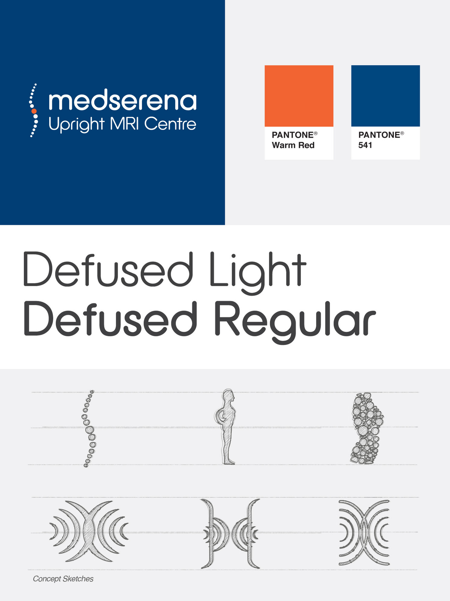 Medserena Logo Design shown against orange and blue colour swatches