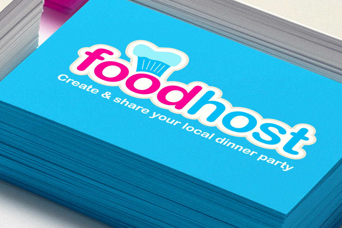 foodhost logo design on a business card thumbnail