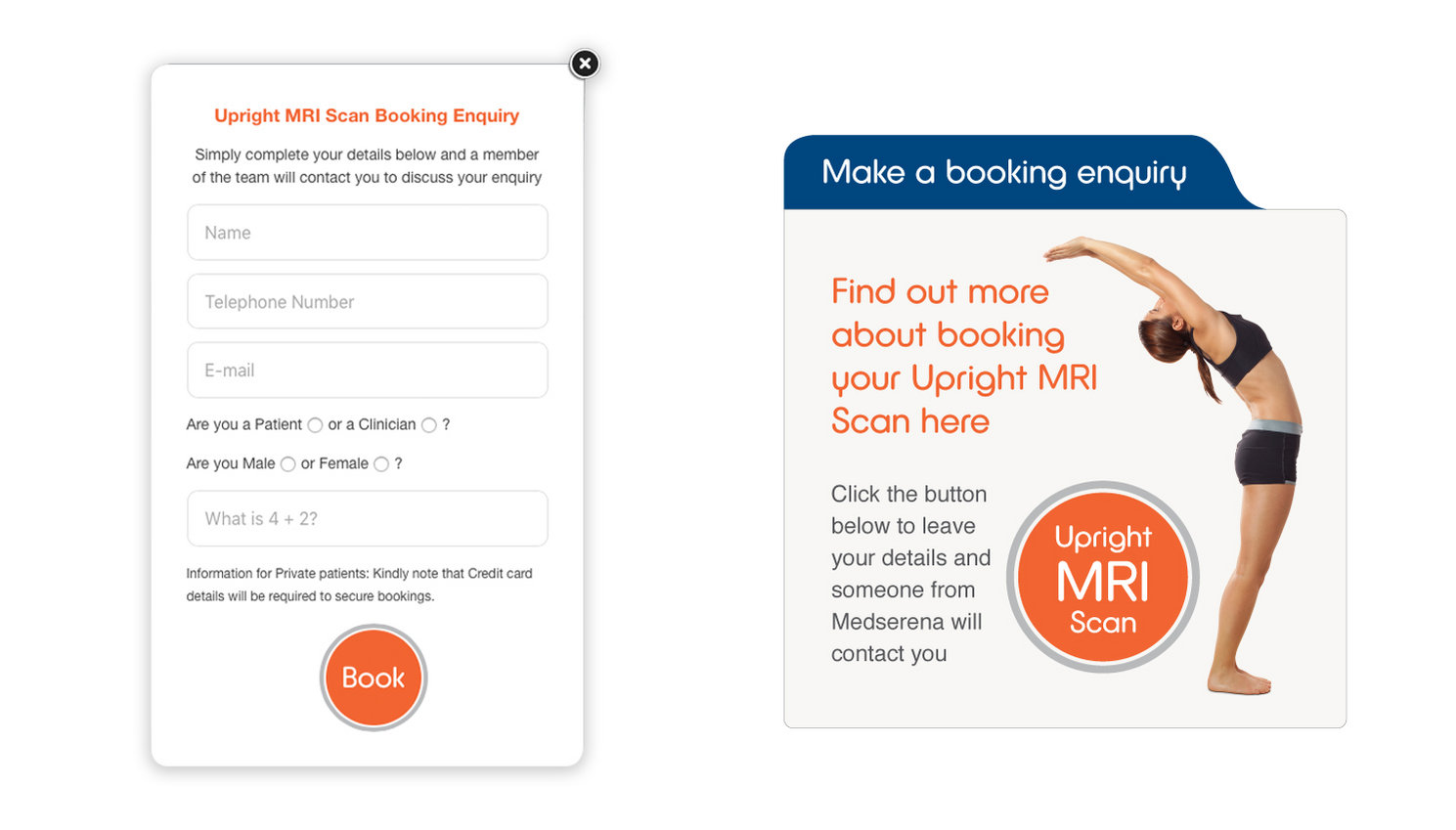 Website Design detail elements for Medserena Upright MRI Centre