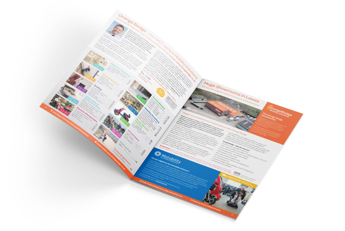 Catalogue design for Orange Badge