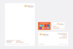 Orange Badge Letterhead, Compliment Slip and Business Card