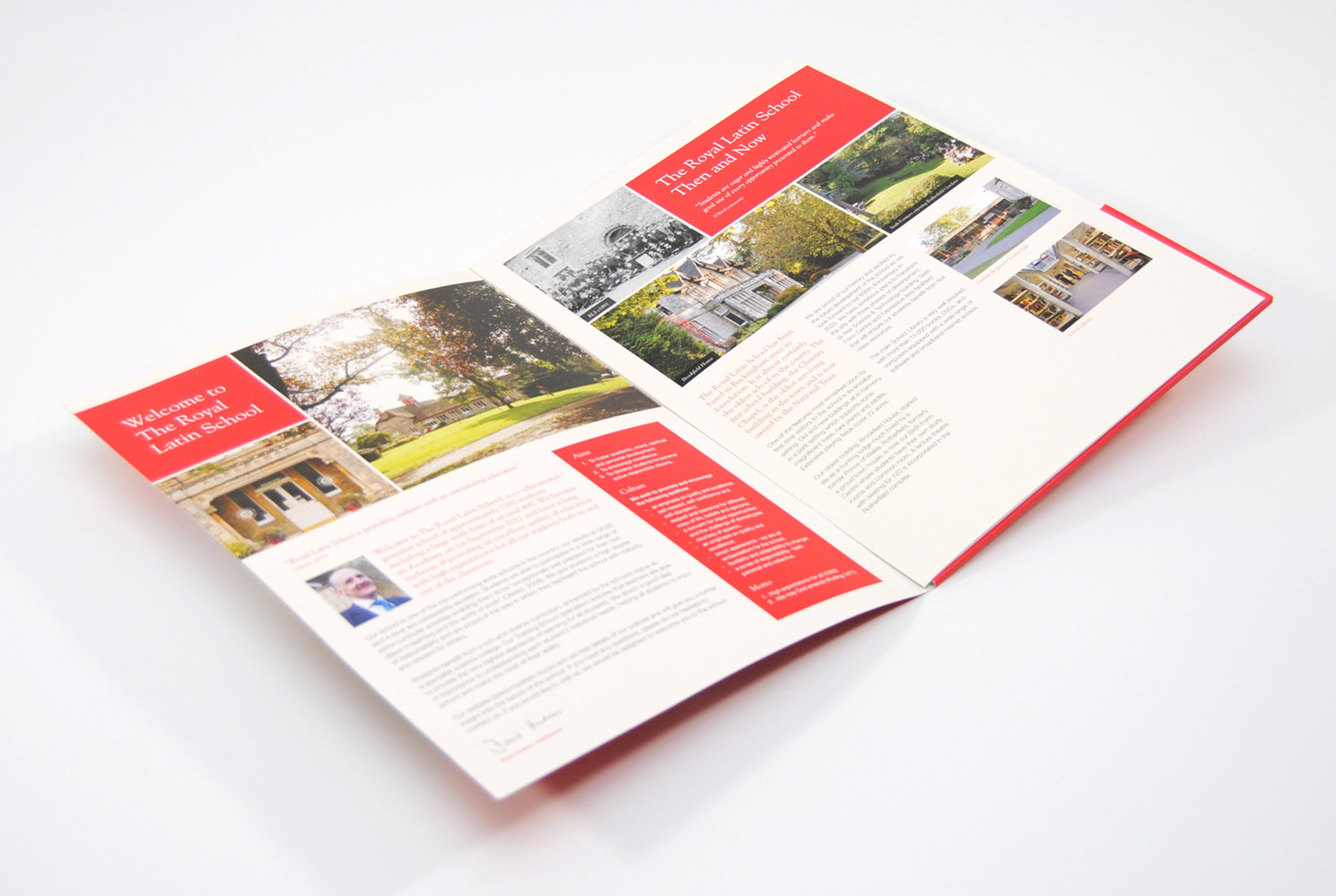 School Prospectus Design for Royal Latin School Double-Page-Spread