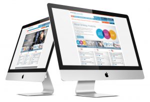 Website Design for Strategy Analytics shown on iMac screens