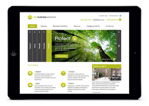 CBS IT website design shown on black iPad