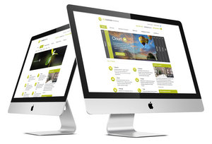 CBS IT website design shown on black iMac screens