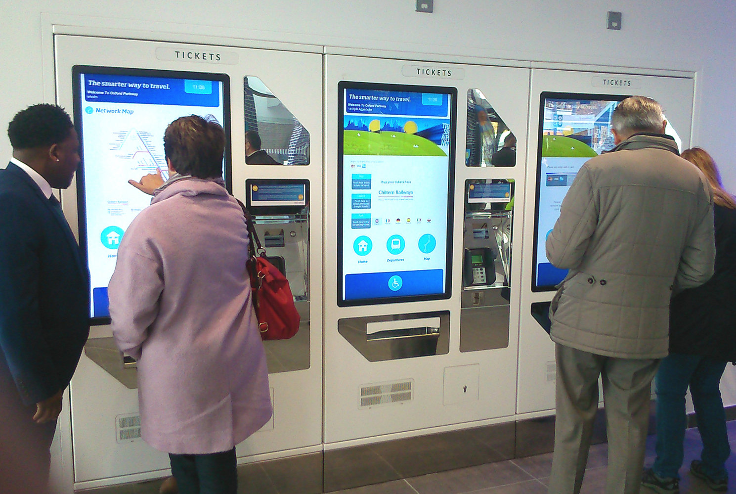 Ticket purchasing kiosk showing User Interface Design for Chiltern Railways