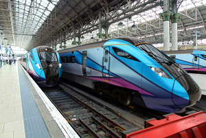 Two Transpennine Express Trains at Railway Station
