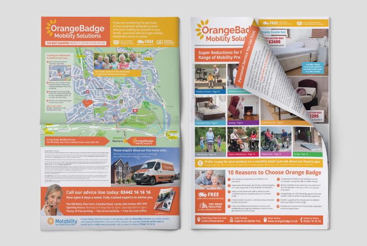 Newspaper Product Mailshot Design for Orange Badge Mobility Solutions