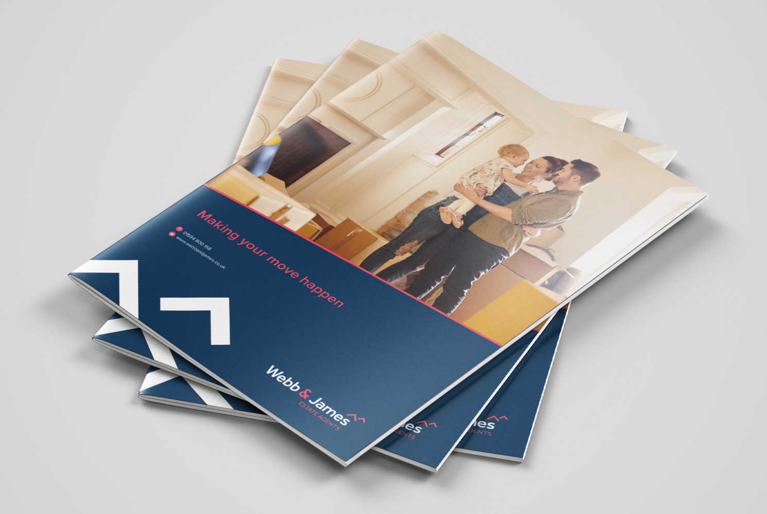 Brochure Design for Webb & James Estate Agents - Stacked Brochures