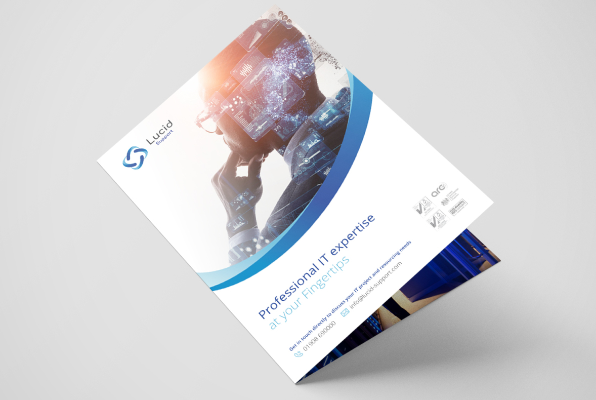 Brochure design front cover for IT specialist Lucid Support