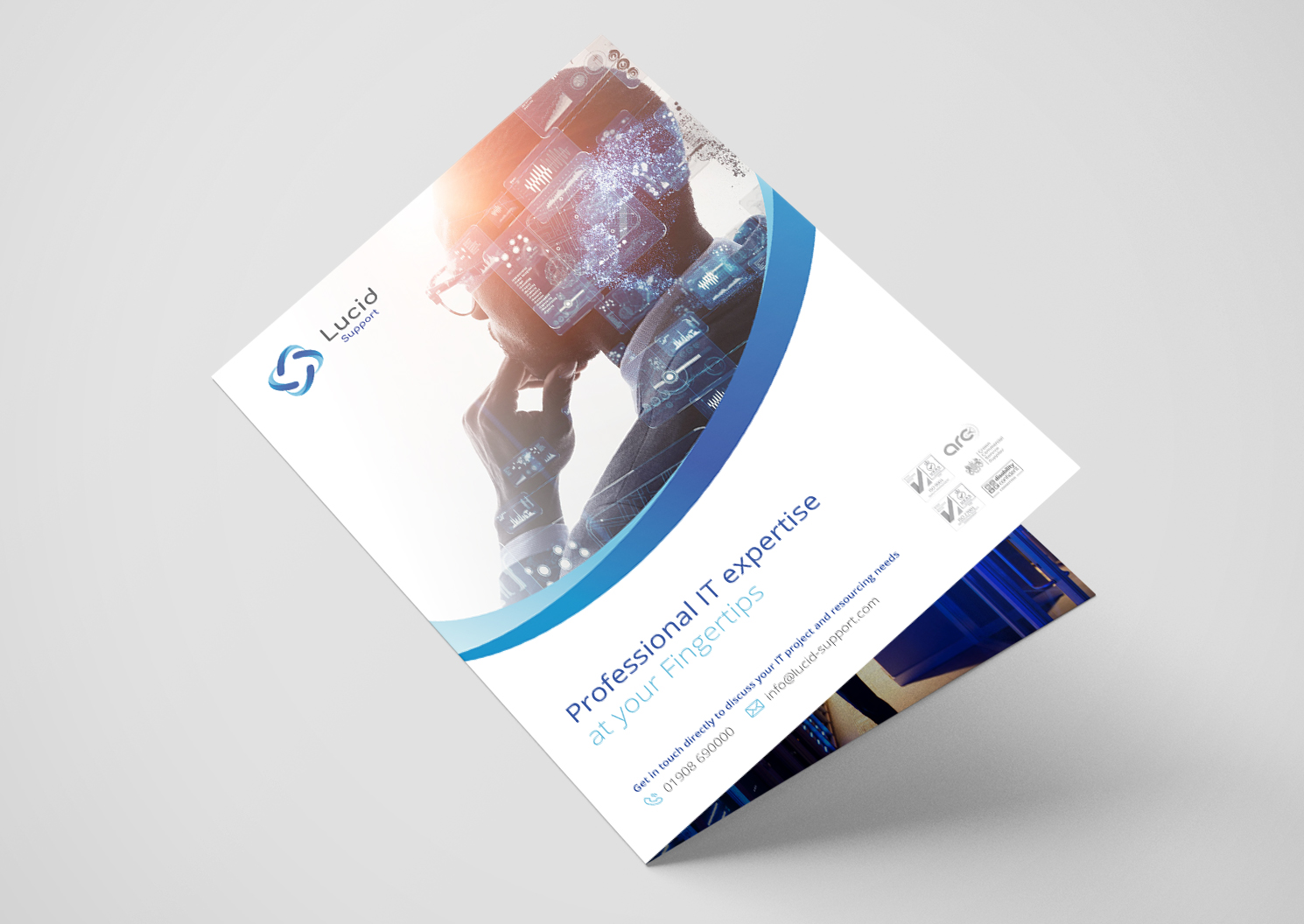 Brochure design front cover for IT specialist Lucid Support