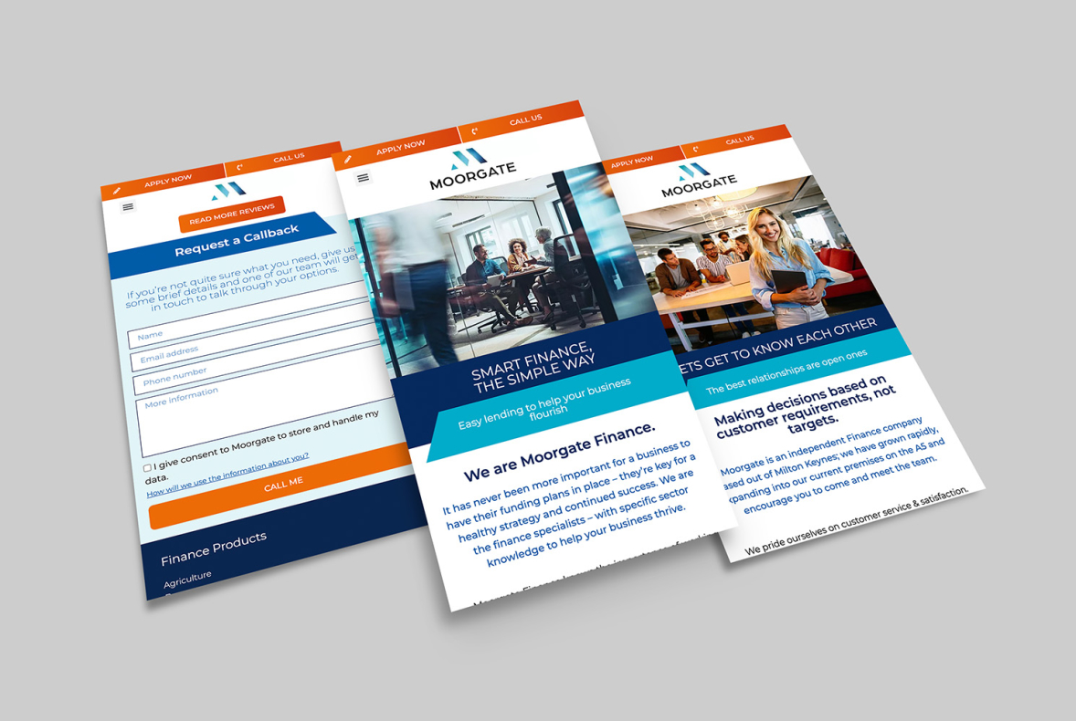 Moorgate Finance website mobile version