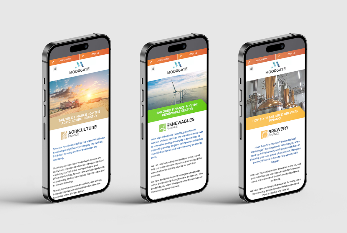 Moorgate Finance website mobile version