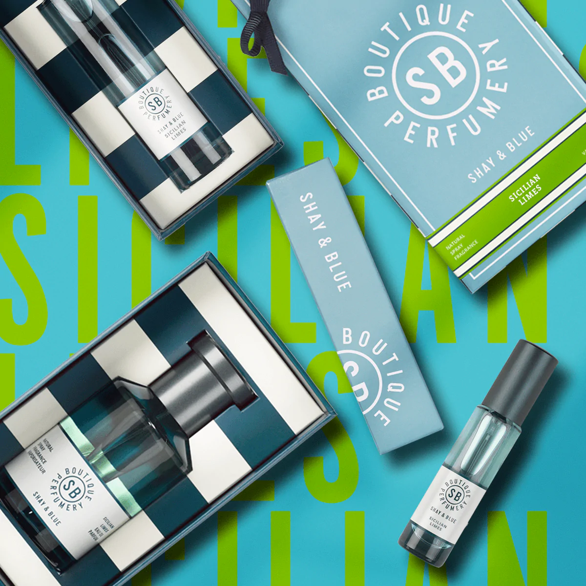 Sicilian Limes Fragrance 100ml, 30ml and 10ml Packaging Design