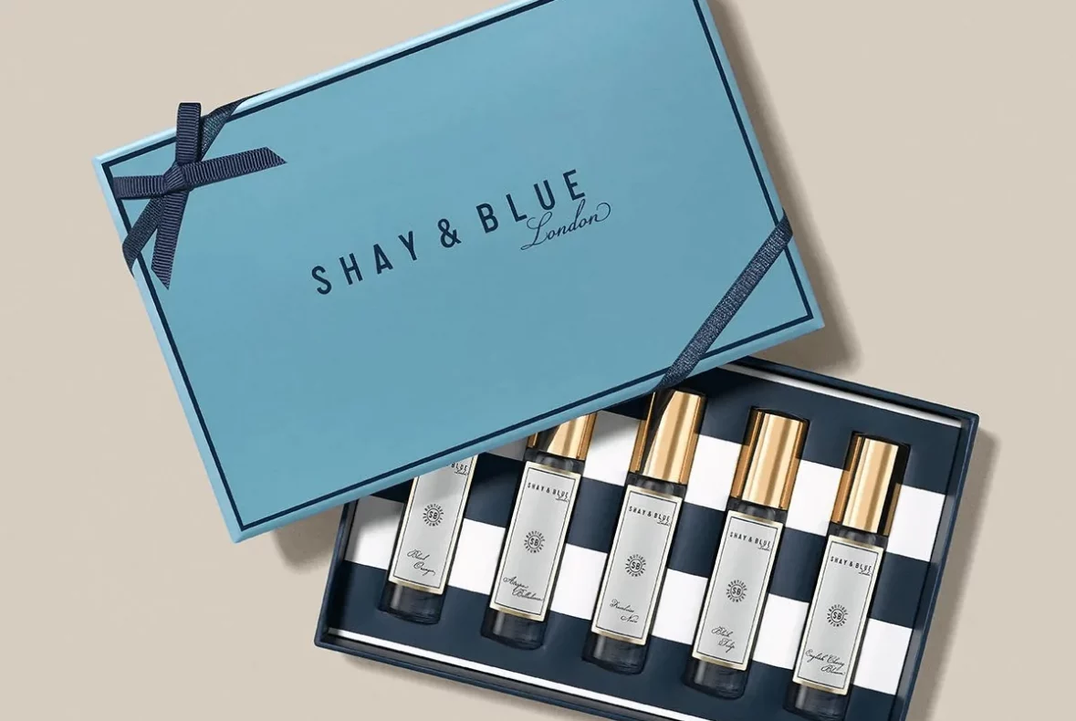 Five Fragrance Gift Box Packaging Design for Shay & Blue