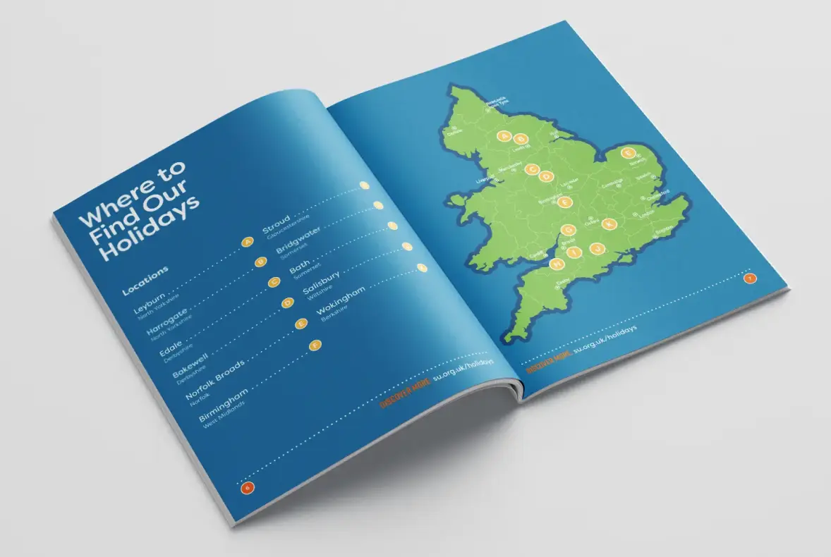 Mock up of Scripture Union 2024 events programme showing location map