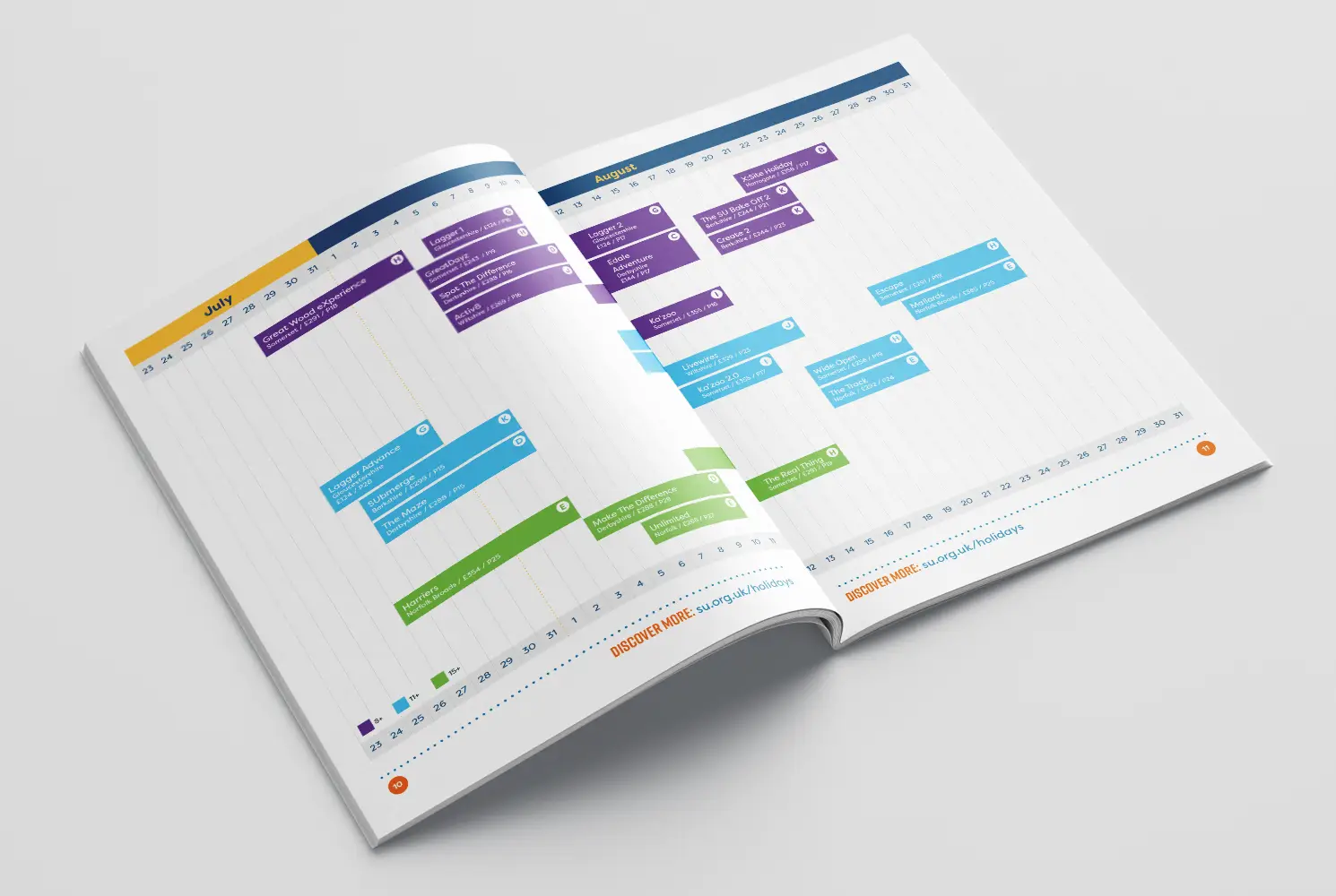 Mock up of Scripture Union 2024 events programme showing planner calendar