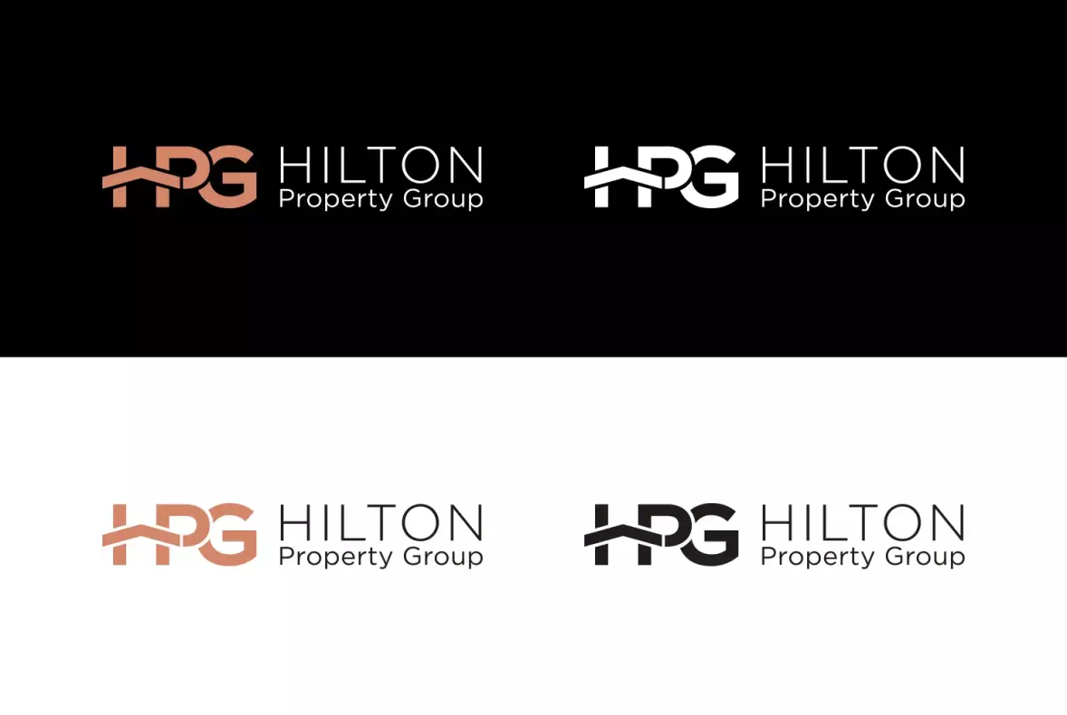 Different colour options for the stacked version of the Hilton Property Group logo