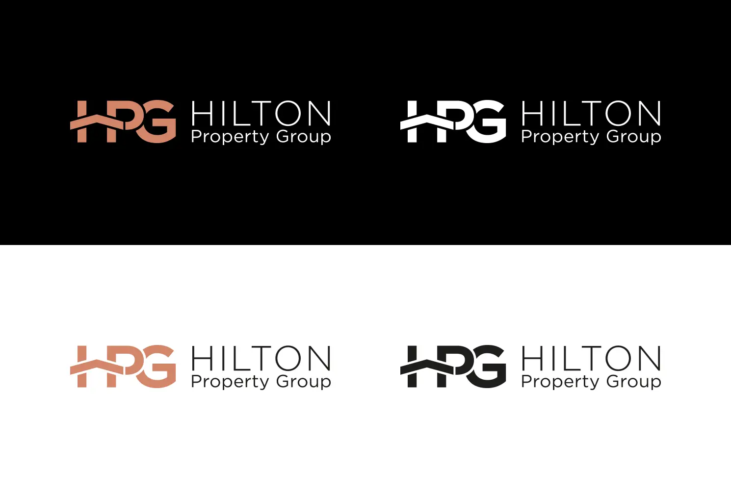Different colour options for the stacked version of the Hilton Property Group logo