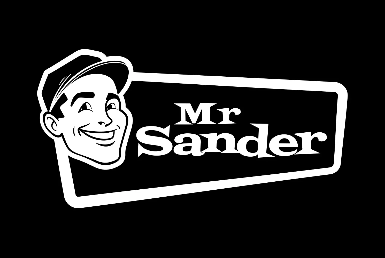 Mr Sander solid white logo on black background