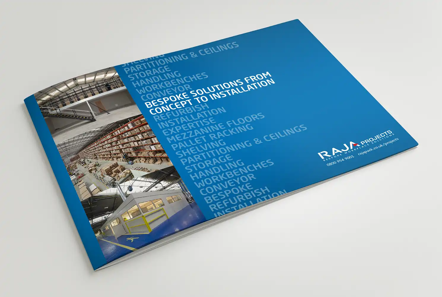 Mockup of RAJA RWP brochure showing front cover design
