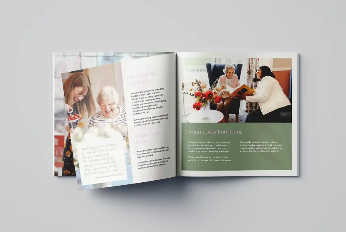 Mock up showing double page spread