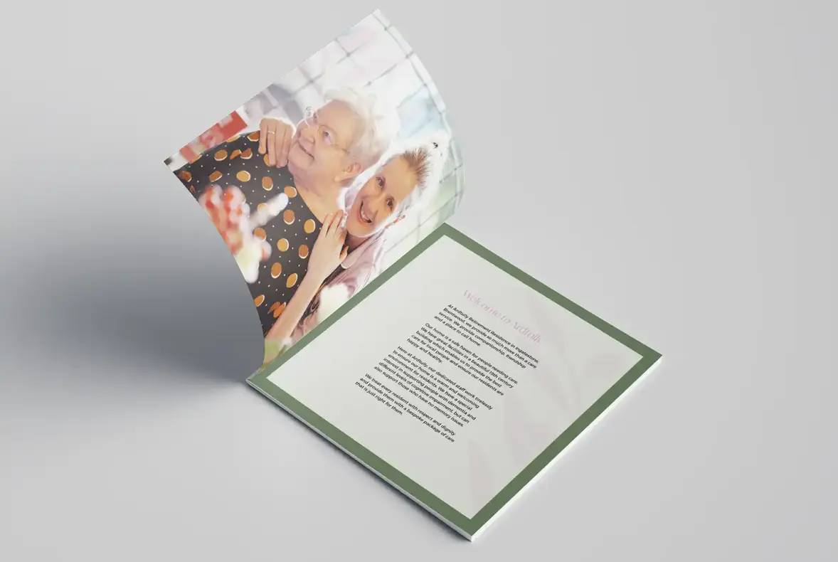 Mock up showing double page spread of Ardtully brochure