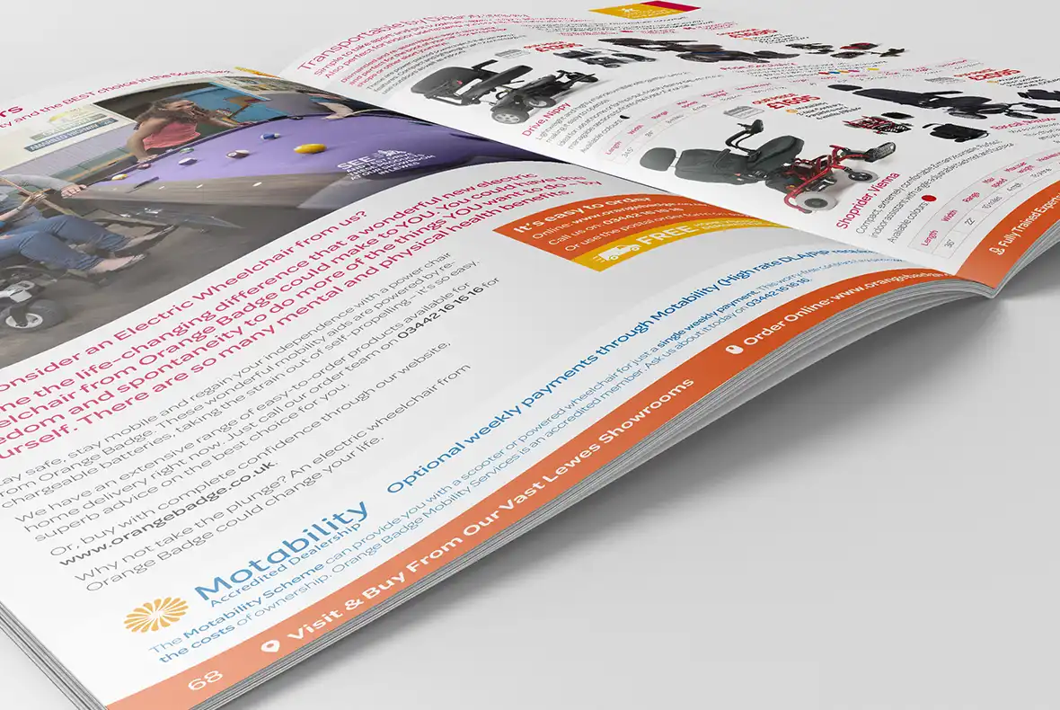 Mock up showing a close up detail of some of the catalogue pages