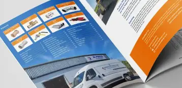 Mockup showing an internal spread of the M-Press Fittings catalogue